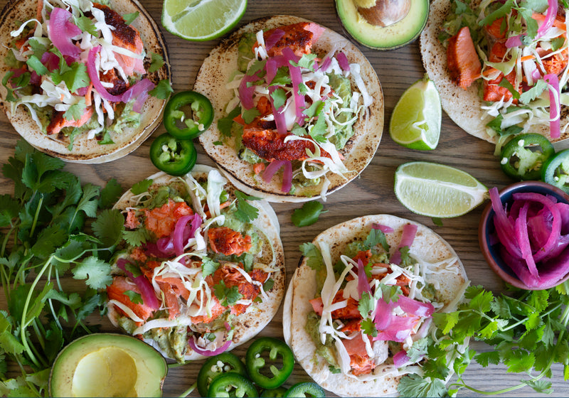 Carne Asada Salmon Tacos